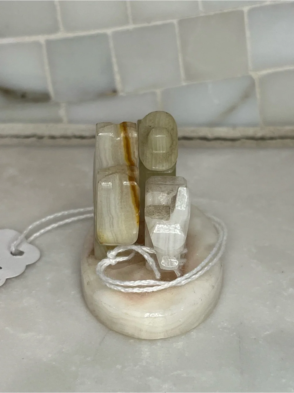 Vintage Mexican Green Onyx Ashtray & Figurine Set Mid Century Siesta Man Burro